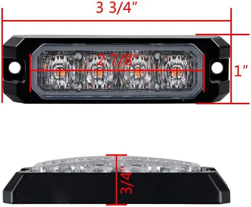 Miniatura 2 de corp 100X 4-LED Montaje en superficie SYNC advertencia de emergencia advertencia intermitente barra de luz estroboscópica para coche camión 12V-24V