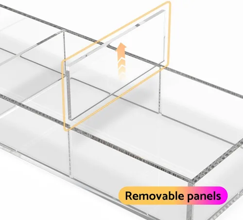 Miniatura 5 de HIIMIEI Bandeja organizadora de cajones de acrílico transparente de 3 secciones, organizador de cajones de oficina y maquillaje (11.8 x 4.3 pulgadas)