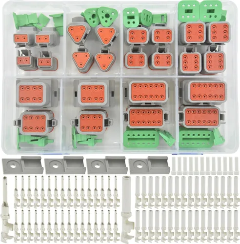Miniatura 9 de Deutsch - Kit de conectores de 215 piezas, 12 juegos de 2, 3, 4, 6, 8, 12 pines con tamaño 16 contactos estampados, 14-20AWG Serie DT sellados