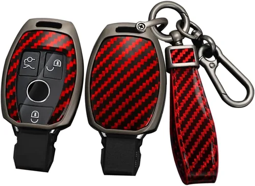 Miniatura 9 de ontto Funda de llavero con patrón de carbono para Mercedes-Benz C E G S M GL CLS CLK G Class Metal Key Case Protección completa Elegante Chaqueta