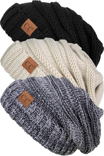Miniatura 122 de Funky Junque Gorro de moda de punto trenzado de talla extragrande, grueso, abrigado, suave y holgado