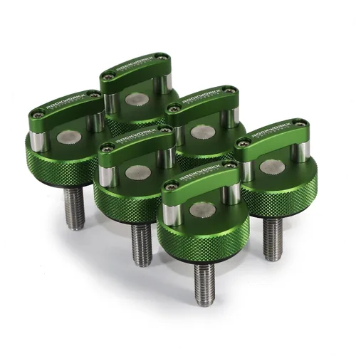 Miniatura 18 de ROCKWORKX Billet Tornillo de pulgar de aluminio duro de extracción rápida, anillo en D integrado, compatible con Jeep Wrangler JK 2007-20018, JL