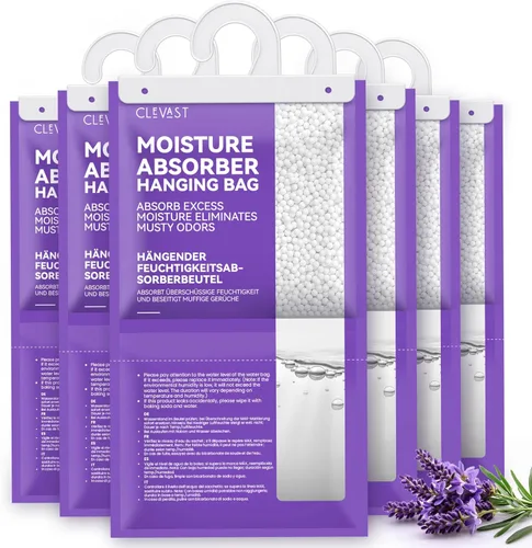 Miniatura 11 de CLEVAST Paquete de 10 bolsas de absorción de humedad, bolsas deshumidificadoras para armario, absorbentes de humedad colgantes sin perfume