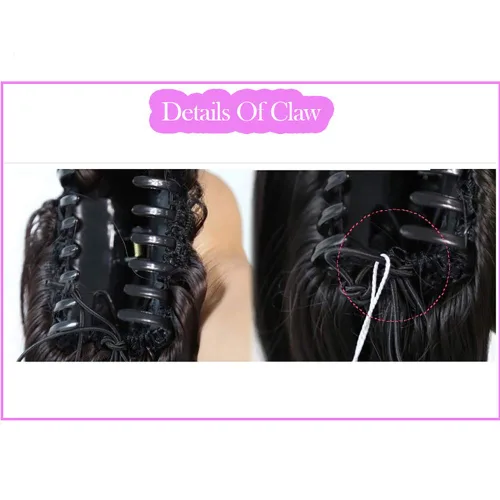 Miniatura 3 de Remeehi Extensiones de cabello humano 100% real, cola de caballo, extensiones de cabello lacio con clip de garra, 15 pulgadas