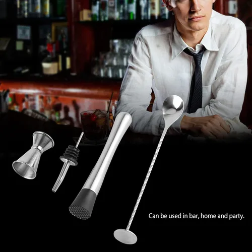 Miniatura 3 de Juego de coctelera de 4 piezas, juego de mezclador de bebidas, herramientas de mezcla de bebidas Elite Mixology Barman Kit con accesorios esenciales