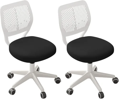 Miniatura 11 de JPBSTO Silla de escritorio sin brazos, silla giratoria de oficina ajustable con cojín acolchado de malla suave, silla ergonómica pequeña