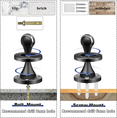 Miniatura 6 de KOLAKO Paquete de 12 topes de puerta, topes de puerta magnéticos negros, topes de puerta de imán resistentes de agarre suave, soporte de puerta