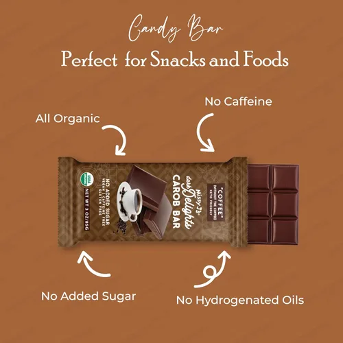 Miniatura 4 de Missy J's Organic Carob Dark Delights - Barra de caramelo de café sin azúcar, 3 onzas, paquete de 12 unidades, vegano, sin gluten y cafeína