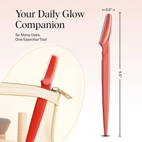 Miniatura 5 de Kitsch Dermaplane Maquinilla de Afeitar para Rostro de Mujer – Maquinillas de Afeitar Faciales para Mujeres y Hombres, Recortadora de Cejas y Coral