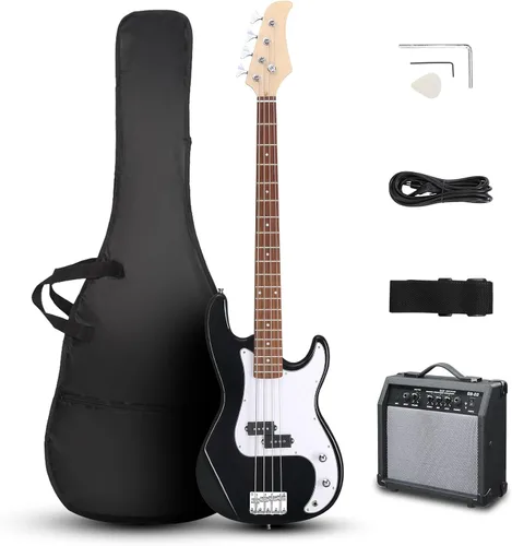 Miniatura 10 de Ktaxon Bajo eléctrico de 4 cuerdas, estilo PB, tamaño completo, estándar, diestro, kit para principiantes con amplificador de 20 W, funda, correa