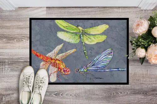 Miniatura 2 de Caroline's Treasures 8878JMAT Dragonfly Times Three - Felpudo para puerta delantera, 24 x 36 pulgadas, para interiores y exteriores, para entrada