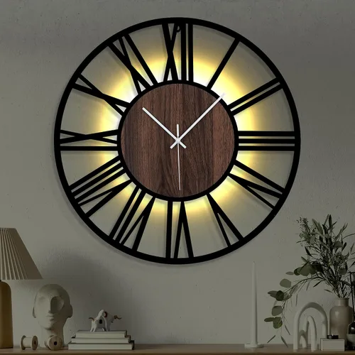 Miniatura 14 de Reloj de pared silencioso de 20 pulgadas con luz nocturna, reloj de pared decorativo que brilla en la oscuridad, funciona con pilas, relojes