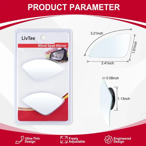 Miniatura 3 de LivTee Espejo de punto ciego para vehículo, con forma de ventilador asimétrico, vidrio HD sin marco, espejo retrovisor convexo con gran ángulo