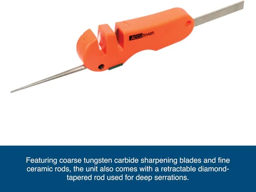 Miniatura 4 de AccuSharp Afilador de cuchillos y herramientas 4 en 1 – Hoja de afilado de carburo de tungsteno grueso y varilla de cerámica con varilla retráctil