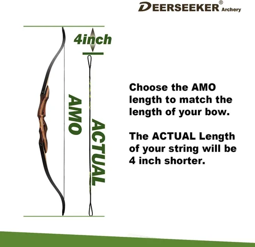 Miniatura 2 de Juego de cuerdas de arco Deerseeker para tiro con arco con 2 puntos de nocking, cuerda de arco recurva Dacron de repuesto de 12, 14, 16 hebras