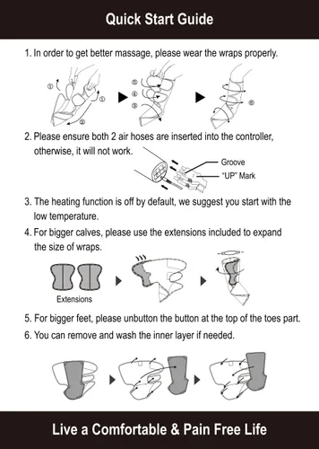 Miniatura 8 de FIT KING Masajeador de piernas y pies por compresión de aire con calor para circulación y alivio del dolor Útil para piernas hinchadas, edema, RLS