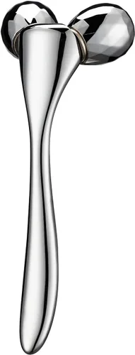 Miniatura 5 de Tekson Masajeador facial de rodillo, herramienta GuaSha de masaje facial de metal 3D para reducir la hinchazón, estiramiento facial, Plateado