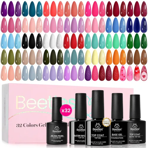 Miniatura 24 de Beetles - Kit de esmalte de uñas de gel de 36 colores, juego de esmalte de gel pastel de verano con capa base, capa superior brillante y pegamento