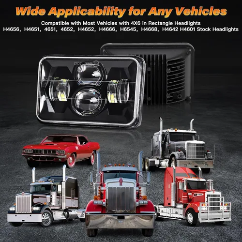 Miniatura 6 de Faros LED de 4 x 6 pulgadas con certificación DOT, 2 piezas, haz alto/bajo, rectangular, para camiones Kenworth T800, W900, Peterbilt, Oldsmobile