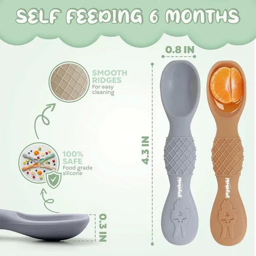 Miniatura 2 de Cucharas de silicona para bebés de 6 meses, cucharas de alimentación para bebés sin BPA, cucharas de autoalimentación para bebés de 6 a 12 meses