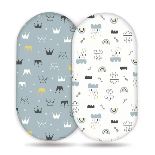Miniatura 17 de Juego de 2 sábanas elásticas ultra suaves para moisés, ajuste universal para moisés, cuna de bebé, canasta de Moisés, colchón ovalado rectangular