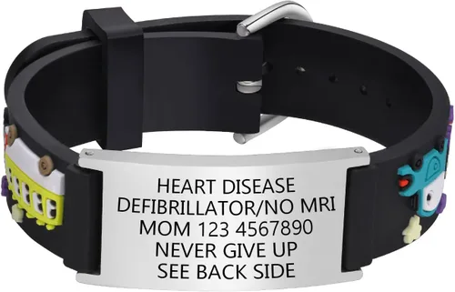 Miniatura 31 de Pulsera de Identificación Médica Personalizada para Niños - Pulsera de Identificación de Silicona Linda para Autismo Alergia Convulsiones