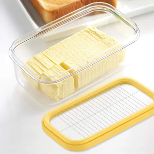 Miniatura 5 de Mantequillera rectangular con tapa con cortador para cortar y almacenar fácilmente, caja de mantequilla para refrigerar, contenedor de mantequilla