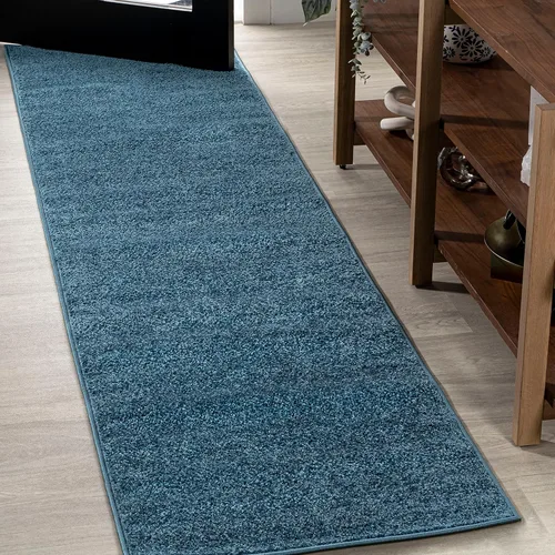 JONATHAN Y Haze - Alfombra de pasillo turquesa sólida de pelo bajo 2 x 10 pies, estilo costero, bohemio, minimalista, clásica, fácil de limpiar,