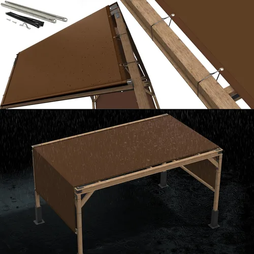 Royal Shade Toldo de reemplazo para pérgola de sol marrón impermeable de 8' x 12', UPF50 de grado comercial, tela de 260 GSM para patio al aire