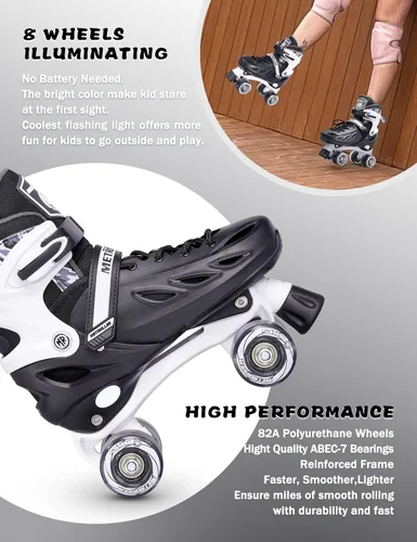 Miniatura 2 de METROLLER Patines de ruedas para niñas de 5 a 8 a 12 años y niños y adolescentes, 4 tamaños ajustables para niños pequeños con ruedas iluminadas