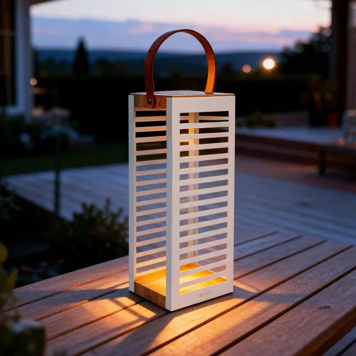 Miniatura 8 de Linterna solar con asa - Luz solar de metal para exteriores (7.87 × 19.69 pulgadas), impermeable y resistente al óxido, luz blanca cálida de Negro