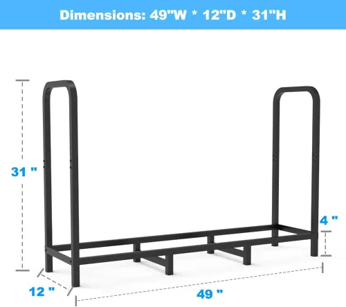 Miniatura 2 de Soporte para Leña de 4 Pies, Apilador de Troncos Resistente Ajustable para Chimenea, Organizador de Metal para Almacenamiento de Pilas de Madera