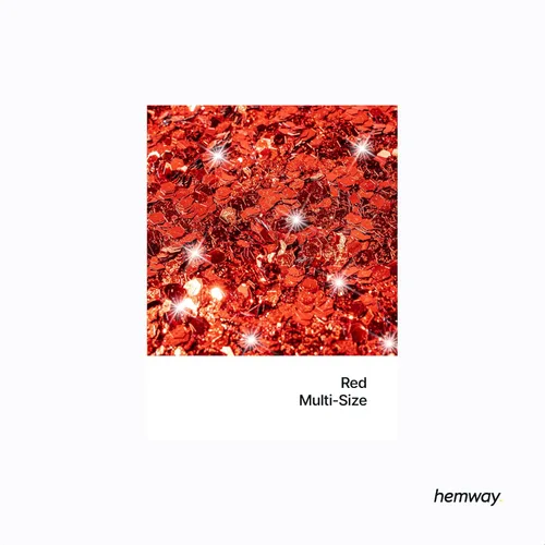 Miniatura 2 de Hemway Craft Glitter - Rojo Copos de lentejuelas metálicas de varios tamaños para manualidades de resina y epoxi Suministros para vasos