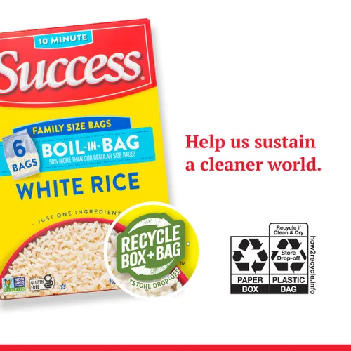 Miniatura 5 de SUCCESS Arroz para hervir en bolsa, Arroz blanco, Comidas de arroz rápidas y fáciles, Caja de 21 onzas