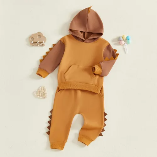 Miniatura 230 de Conjunto de ropa de otoño e invierno para bebé y niño, sudadera larga con capucha y pantalones para niños pequeños, 6, 12, 18, 24 meses, 2T