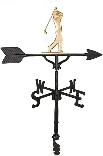 Miniatura 4 de Montague Metal Products Veleta de 32 pulgadas con adorno de golfista negro satinado