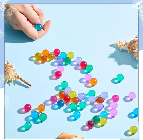 Miniatura 4 de Zhanmai 500 Piezas Canicas de Vidrio de Colores Mezclados 0.56 Pulgadas Canicas Ojos de Gato a Granel Vidrio Sólido Coloridas Redondas Manualidades