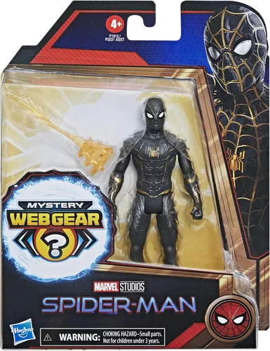 Miniatura 3 de Marvel Spider-Man - Figura de acción de Spider-Man de 6 pulgadas, color negro y dorado, incluye accesorio de armadura de equipo de red misteriosa