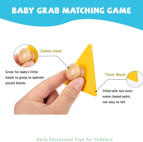 Miniatura 4 de Juguetes Montessori para bebés de 6 a 12 meses, rompecabezas con forma de madera para niños pequeños de 1 a 3 años, rompecabezas jumbo con perilla