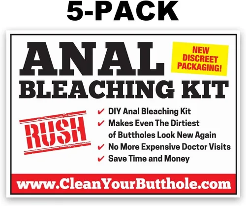 Crazy Novelty Guy Paquete de 5 cajas de regalo de broma divertidas, kit de blanqueamiento anal, etiquetas de productos falsos, divertidas para