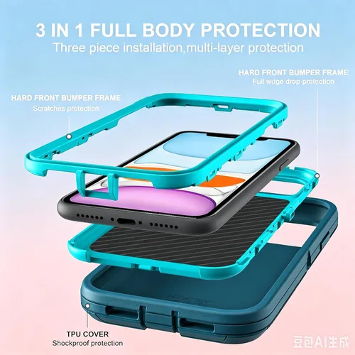 Miniatura 4 de YmhxcY Funda para iPhone 11 a prueba de golpes, a prueba de caídas, a prueba de polvo, a prueba de caídas, 3 capas, duradera, funda de teléfono