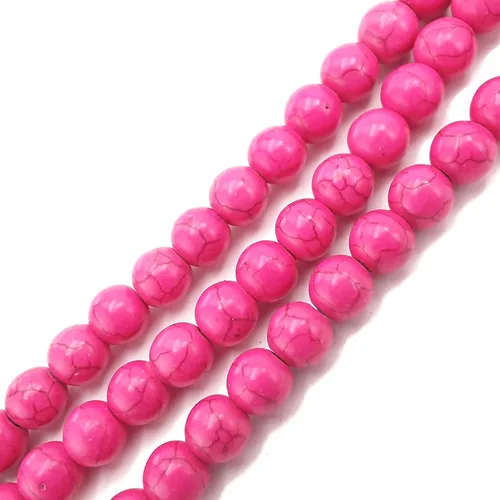 JM Design Cuentas redondas lisas de howlita rosa turquesa tamaño 0.157 in 15.5 '' por hebra para la fabricación de joyas