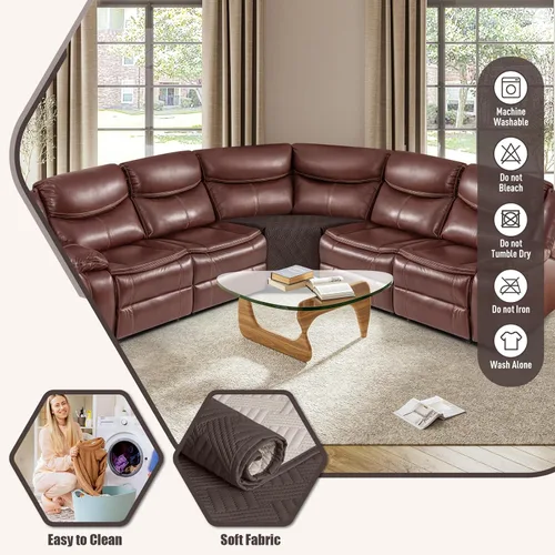 Miniatura 6 de KinCam Fundas impermeables para sofá modular reclinable, fundas de sofá reclinable de gran tamaño para sofá en forma de L, funda de sofá Chocolate