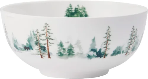 Miniatura 4 de Mikasa Watercolor Forest Bone China - Juego de vajilla ligera de 16 piezas resistente a las astillas, servicio para 4, color blanco