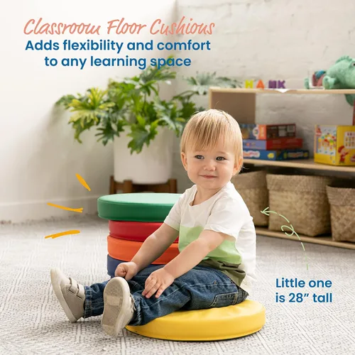 Miniatura 3 de ECR4Kids SoftZone - Cojines de suelo, redondos, asientos flexibles, surtidos, 6 piezas