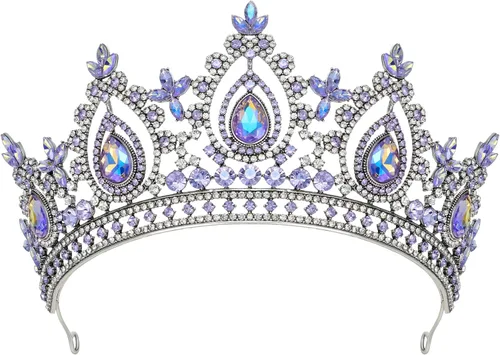 Miniatura 11 de SWEETV - Corona de reina para mujer, tiara nupcial para novias, tiara de princesa, diadema de quinceañera para concursos de belleza