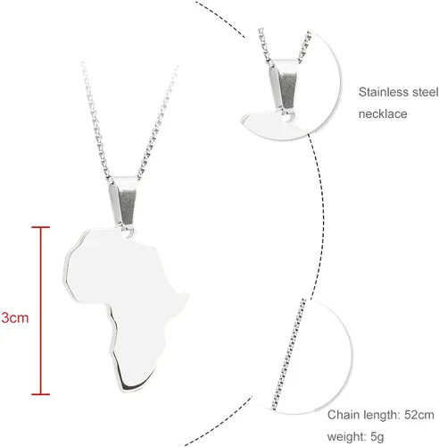 Miniatura 2 de NIGHTCRUZ Collar de mapa africano, borde nacional africano colgante de acero inoxidable