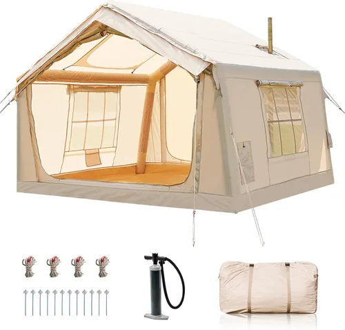 Miniatura 16 de Inflatable Tents for Camping, Blow Up Tent with Hand Pump, Easy Setup Inflatable Hot Tent with Stove Jack, Waterproof Oxford Air Glamping Tents for