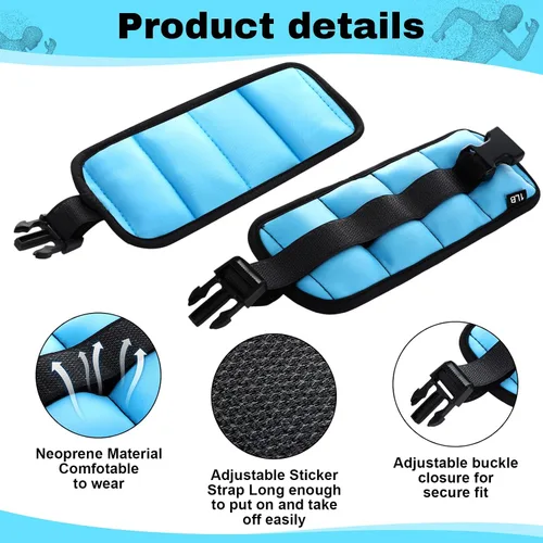 Miniatura 3 de Hollowfly 2 pares de pesas de tobillo y muñeca para ejercicios terrestres o acuáticos, puños acuáticos, bandas de fitness de aeróbicos acuáticos Azul
