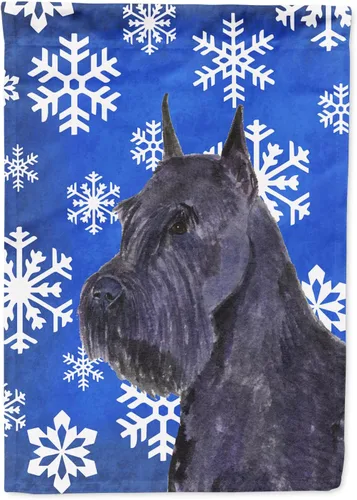Miniatura 191 de Caroline's Treasures SC9374GF Bulldog English Snow flakes Holiday Garden Flag Buzón Bandera decorativa para patio exterior, patio, obras de arte